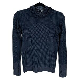 Women's Lululemon Gray Black Patchwork Rest Less Long Sleeve Hoodie Size 6